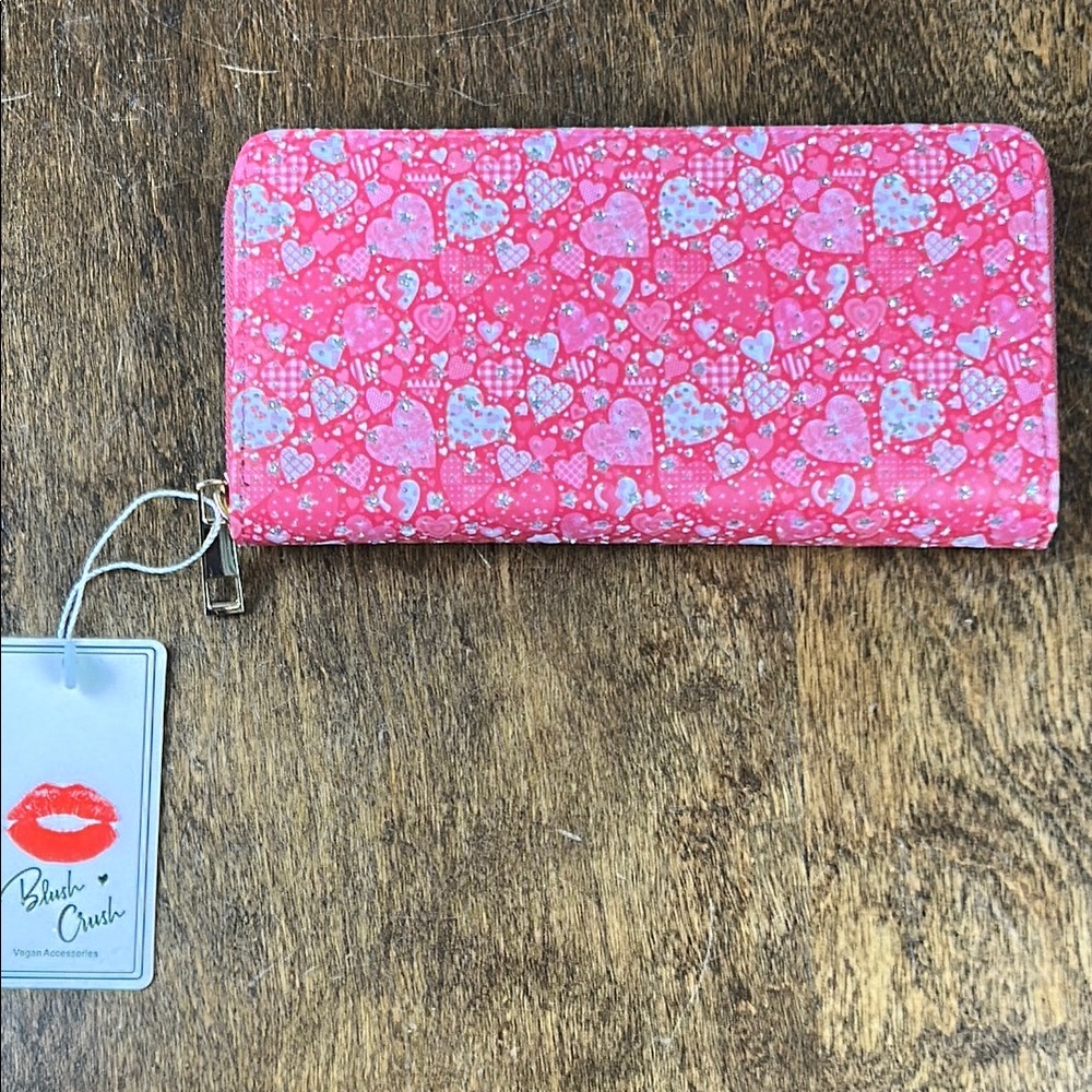 Wallet with Pink Heart Pattern